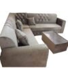 Maharat Al Bahar L Shape Mab Sofa Set 5 Seater With Table & Pillow Beige 250x80x80