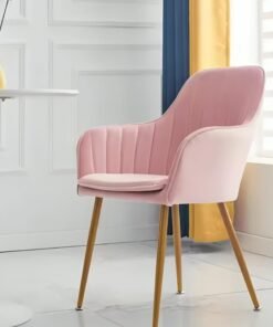 Maanys Modern Velvet Dining Chairs (Set of 2) – Elegant Padded Accent Chairs with Cushion & Sturdy Metal Legs – Ideal for Dining, Living Room, Office, and Restaurants (Pink)