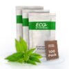 Eco Amenities Travel Size Conditioning Shampoo - 100 Pack, 0.35 oz Small Easy Tear Sachets, Green Tea Scent, Bulk Case of Trial Size Toiletries, Individually Packaged Hair Care Samples, Mini 2-in-1 Sh