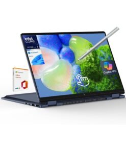 HP (Upgraded Version) OmniBook X Flip 2-in-1 Laptop,14" 2K Touch-Screen Laptop Computer,Intel Core Ultra 7, Arc 140V GPU Copilot+ PC,16GB RAM 1TB SSD,Thunderbolt 4,with Lifetime Office,Win 11 Home English/Arabic blue English/Arabic blue