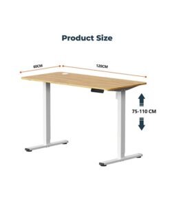 Alternative view of Flexispot Essential Standing Desk, FLEXISPOT Height Adjustable Standing Desk with Memory Controller, 120*60cm desktop, Electric Sit Stand Desk for Home and Office, White & Maple