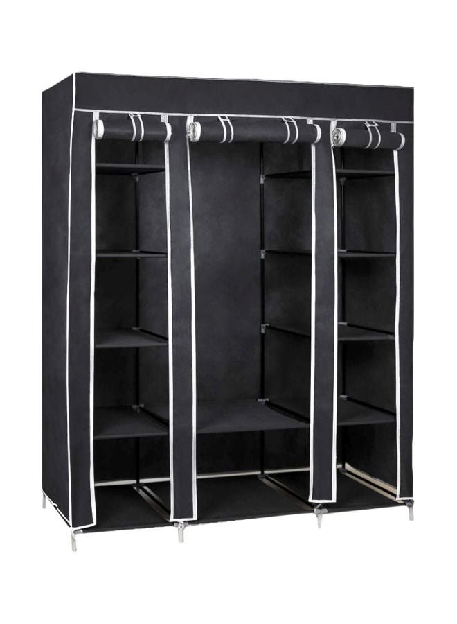 Portable Canvas Fabric Wardrobe Organizer Black/White 130x175x45cm