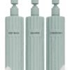 KIBAGA Stylish Shampoo and Conditioner Dispenser Set of 3 - Modern 19oz Shower Soap Bottles with Pump and Labels - Easy to Refill Body Wash Dispensers for an Instant Bathroom Decor Upgrade