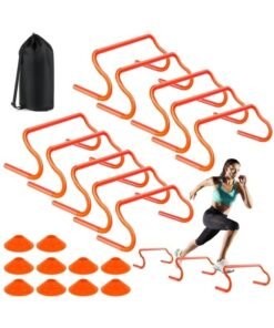 WALALLA Agility Hurdles Training Equipment - 10 Speed Hurdles and 10 Soccer Cones with Carrying Bag for Soccer, Football, and Track Drills, Ideal for Athletes Speed and Agility Training
