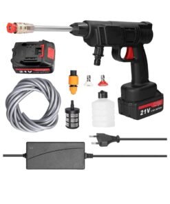 Household Cordless High Pressure Car Wash Tool, Portable Vehicle Cleaning Machine Automobile Washer with Foam Bottle