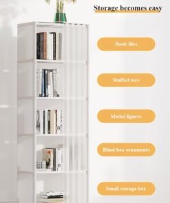 XiuWoo 6-Layer Storage Rack Magazine Bookcase Display Organizer Shelves Book Shelf with Dustproof Curtains