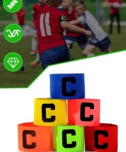 PYC 6 Pieces Elastic Soccer Captain Armband Adjustable Football Basketball Player Bands for Adult Youth