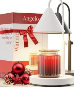 Hestia Angelo Candle Warmer Lamp – Dimmable Electric Candle Warmer with Adjustable Height | Stylish Candle Lamp for Jar Candles, Wax Melts, Yankee Candles | Elegant Gift for Mom & Home Decor (White)