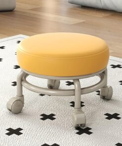 DubaiGallery Low Roller Seat PU Leather Rolling Stool with Wheels for Manicure, Mechanic,Home Office, Garage Shop Multicolor