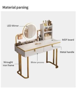 keke Makeup Vanity Table Dressing Table Flip Mirror With Drawers 100 CM