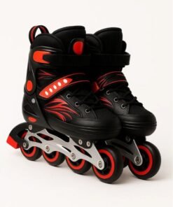 Draxon Roller Skates For Kids Adjustable With Light Up Wheels And Tools To Convert It To Training Skates Fun Illuminating For Boys Girls Rollerskates For Kids Beginners, Suitable For Indoor Outdoor Size 31-35 (Model-302-Black, S)