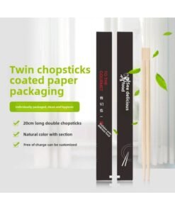 Hotel Hot Pot Chopsticks Independent Packaging Kraft Paper Takeaway Bamboo Chopsticks Packaging Tableware Can Be Customized Disposable Bamboo Chopsticks-Color:Twin Chopsticks Coated Paper Universal (meet Food)