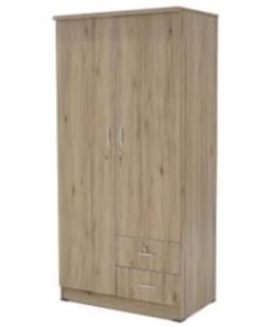SULSHA 2 Door Wooden Wardrobe Cabinet / Cupboard Engineered Wood Perfect Modern Stylish Heavy Duty Oak