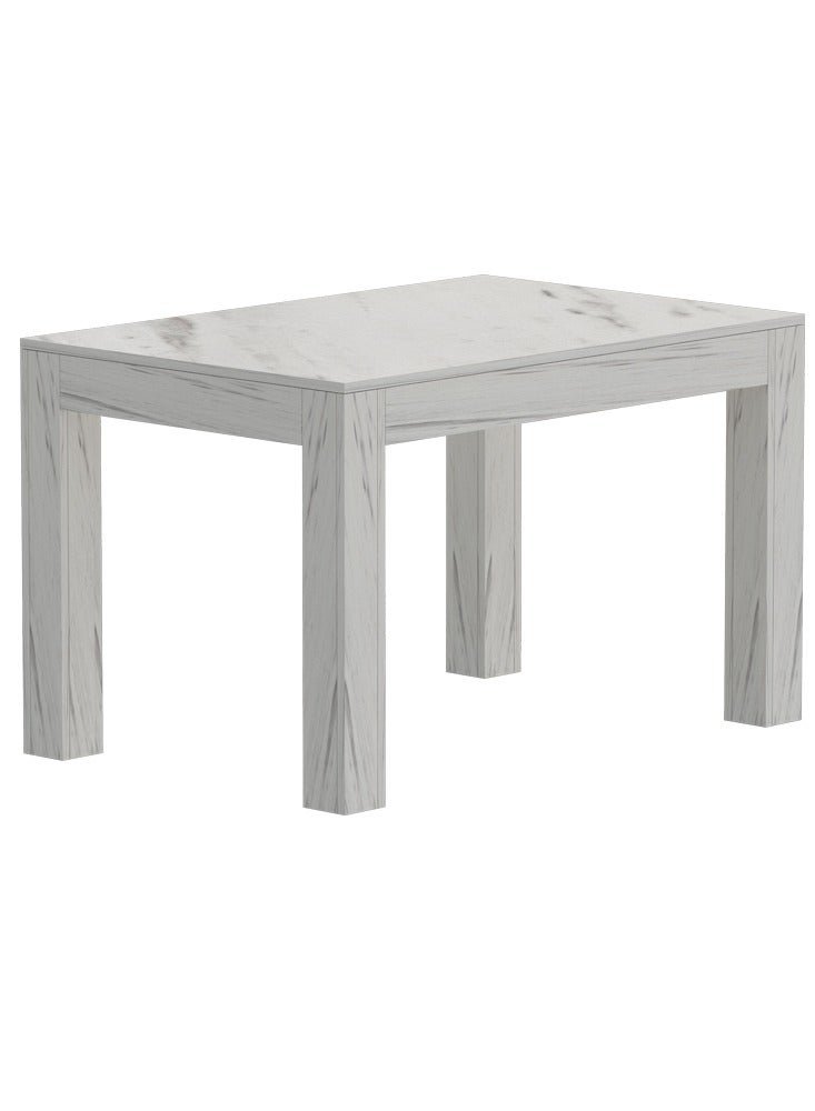 Mahmayi Modern Wooden 4-Seater Dining Table Only - Stylish White Levanto Marble Finish for Kitchen, Dining Room, Living Room