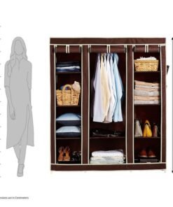 GRAZIA Portable and Collapsible Wardrobe Metal Frame 6 Racks Closet Foldable with High Capacity Up to 90Kgs (Grey)