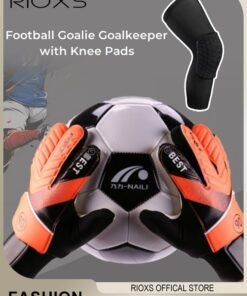 RIOXS Sport Goalie Gloves And Knee Pads,Size 5 Goal Keeping Gloves For Kids,Boys Girls Football Goalkeeper Gloves,Breathable Soccer Goalie Gloves,Training Soccer Gloves With Strong Grip Palms To Give Powerful Protection