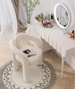 Kutis 1-Piece Metal Sofa Chair Makeup Chair for Bedroom Living Room White 60x55x78 cm