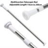 Toshionics Adjustable Telescopic Curtain Rod Rust-Resistant Aluminum 110cm to 200cm Extendable Non-Slip Tension Rod for Shower Closet Balcony & Living Room No Drilling Required