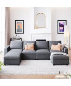 Karnak Cambridge 4 Seater Sofa Modern Design Polyester Sofa For Living Room Color Black