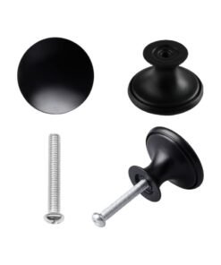 RATSAW 12 Pcs 30mm Black Cupboard Knobs Kitchen Cupboard Handles Cabinet Door Knobs Vintage Matted Round Drawers Cupboard with 12 Screws