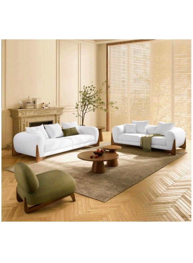 Ripple FURNITURE Tobago Fleece Fabric Overstuffed Multifunction Sofa, Wood Furniture For Home Livingroom, Bedroom, Office With Pillows (White, Three Seats 3.0M)…