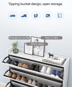 Alternative view of NKX Three Tier Shoe Rack Organizer Storage Foldable Closet with Doors for Living Room