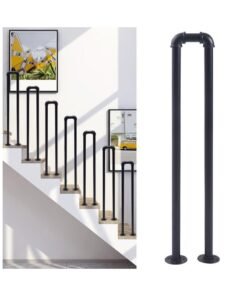 XiuWoo 1-Piece Stair Handrail Matte Black U-Shaped Industrial Wrought Iron Railing Non-Slip Safety Indoor Or Outdoor Elderly Children's Support Poles, Home for Garden Loft Corridor Villa Hotel