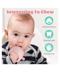 Gonice Teething Toys for Babies 0-6 Months Silicone Hand Teethers Baby Anti Dropping Hand Pacifiers Infant Chew Toys for Sucking Needs(Pink)