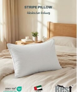 Rest Extra Smooth Stripe Pillow King  Size 50x86cm /20''x 34'' Fluffy White, Back and Side Sleeper Hotel Quality Pillow