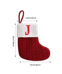 HI-FINE Christmas Stockings with Initials,Mini Red Knit Stocking,6 * 7in Initial Monogram Embroidered Christmas Stocking,Family Fireplace Hanging Ornament Xmas Holiday Decor Gift-Letter J