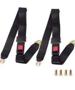 SOLARAE Universal Seat Belt 2 Point Seat Belt Adjustable Lap Strap Buckle, Universal Golf Cart Belt Kit, Adjustable Retractable Belt Kit for Truck, Go Kart, Van, Vr, Utv, And Buggies, 50" Length 2 Pack