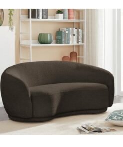 Wooden Twist Snug Rounded Back Rich Modern Boucle 2 Seater Sofa
