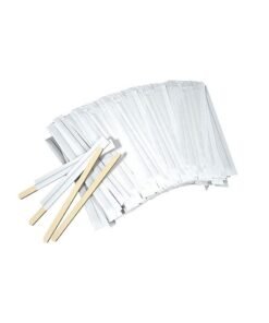 MARKQ 14 cm Disposable Wooden Coffee Stirrers [100 Pack] Individually Wrapped Stir Sticks for Tea, Hot Chocolate and Craft Projects