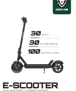 GREEN LION GBK-250 E-Scooter / 30Km Distance , 30Km/H Speed / Long Battery Life Up to 7 Hours / Foldable, Compact & Carry-ready / Ergonomic Handlebar & User-Friendly Controls / Eco-Friendly Electric Scooter- Black