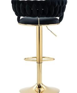 DubaiGallery Velvet Swivel Bar Stools, Adjustable Counter Height Bar Stool with Woven Back, Upholstered Kitchen Dining Chairs, Modern Bar-stools for Kitchen Island, Cafe, Pub, Bar Counter