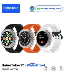 Haino Teko HainoTeko-17 Waterproof Smartwatch with AMOLED Display 3 Pairs of Straps and Built-in Compass and GPS Support Designed for Ladies and Gents Silver