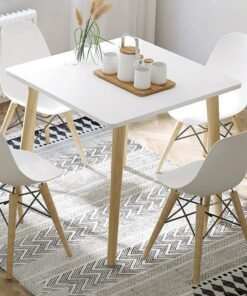 Modern White Dining Table with Spacious Tabletop, Thickened Panels & Sturdy Load-Bearing Legs, Stylish Kitchen Dining Table for Home, Kitchen (Square, SCF-NB-8080)