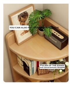 keke Solid Wood Corner Storage Rack Fan Shaped Living Room Triangle Cabinet Floor Corner Wall Cabinet Bookshelf 40*40*180CM - Image 4
