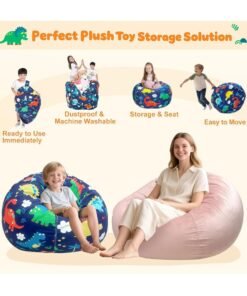 Alternative view of Arabest Dinosaur Stuffed Animal Storage Bean Bag Chair Cover - Premium Canvas Organizer with YKK Zipper Holds 60+ Plush Toys, Washable Kids Room Decor (No Filling, Large)