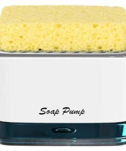 MOMENT Soap Pump Dispenser And Sponge Holder, 12 Ounces / 350Ml Dish Soap Dispenser For Kitchen, White