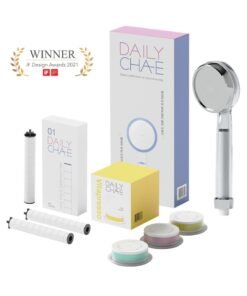 DailyCha-E Korean Shower Head and Twin Shower Filter Set B - With Vitapresso Vitamin Shower Capsule - Water Filter For Healthy Skin And Hair - Chlorine Removal - Brightening, Antioxidant, Aromatherapy
