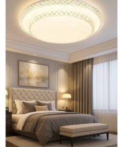 AL THURAYAT Round LED ceiling light 50cm, modern luxury interior decoration for the home, made of acrylic, with 3 lighting colors, suitable for the bedroom, living room, and dining room.