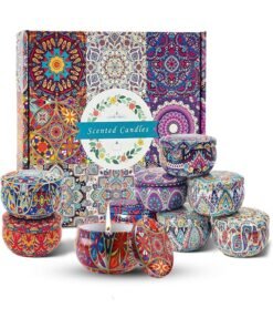 SKY-TOUCH 9 pack Scented Candles Gift Set,Natural Soy Wax Jar Candle,Candles for Home Scented,Aromatherapy,Bath,Yoga,Long Lasting Portable Aromatherapy Candle,Best Gift for Women,Multicolour