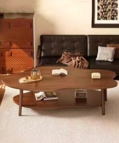 Kutis Double Layer Coffee Table Sofa Side Table Central Table Wood/Density Board Brown 120x50x60 cm