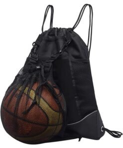 Garlo Boys' drawstring basketball backpack, foldable soccer backpack, fitness bag, sports bag, detachable volleyball, baseball, yoga ball mesh bag, black