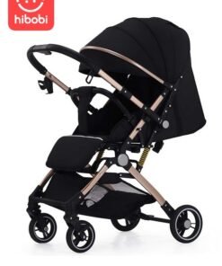 hibobi Two-Way Push High View Portable Folding Stroller Available for Boarding - Black