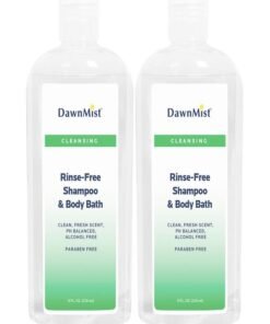 DAWNMIST Dukal Rinse-Free Shampoo & Body Bath with Convenient Dispensing Cap - 8 oz. Bottle, Set of 2 - Non-Irritating Formula for All Skin Types, Ideal for On-the-Go Use and Post-Surgery Care