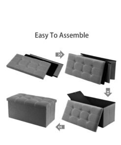 Alternative view of XiuWoo 30 Inches Folding 80L Storage Ottoman Bench, Linen Fabric Footrest with Memory Foam Padded Seat Holds Upto 350 Lbs. Suitable for Living Room, Bedroom, Office and Hallway