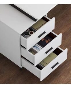 Alternative view of Office Table Computer Desk Scalable Desktop Home Office Writing Desk Student Desk with Drawers Staff Desk for Bedroom（YN064-Black）