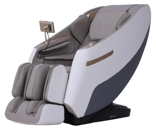 ARES uRoyal Massage Chair | 3D Super long SL-Track massage | 12 Auto massage program | Heating | Voice control | 3 Zero-gravity positions | 3D Digital Bluetooth (Beige Brown)